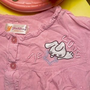 Jialifeng Pink short sleeve button up kawaii shirt 💗